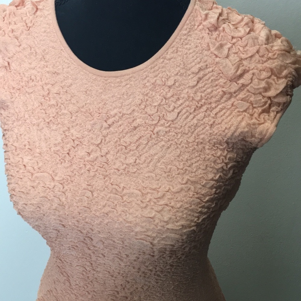 Alexander McQueen blush peach textural pucker knit flounced dress size s… - Picture 3 of 12